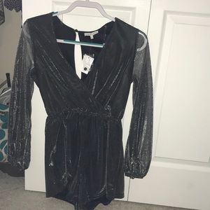 Black shimmer romper
